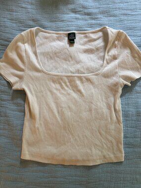 Ribbed White Short Sleeve Tee
